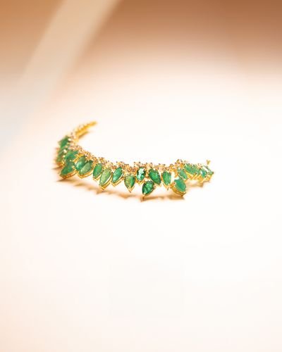 Opulent Emerald Leaf Bracelet