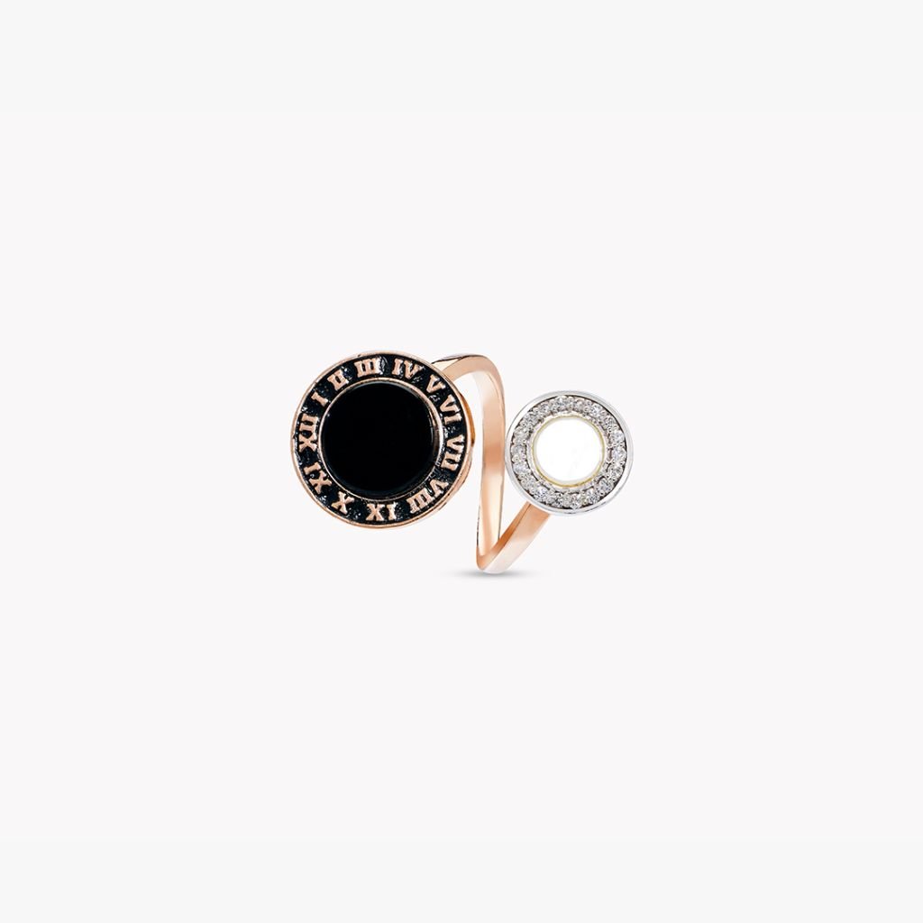 Corporate Eclipse Ring with Mother of pearl and Black Onyx