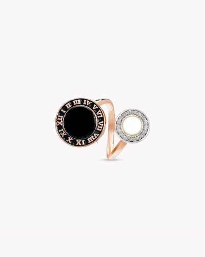 Corporate Eclipse Ring with Mother of pearl and Black Onyx