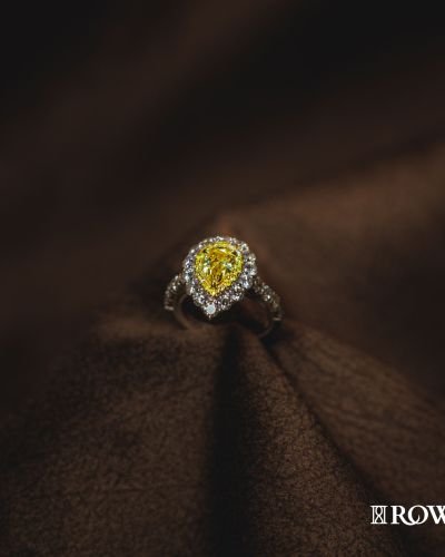 Sunlit Teardrop Fancy Pear Shaped Yellow Diamond Ring