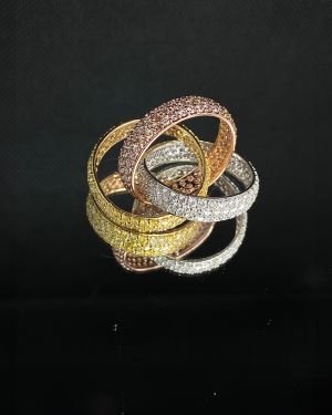 Trinity Ring in Pink and Yellow Fancy Colored Diamonds