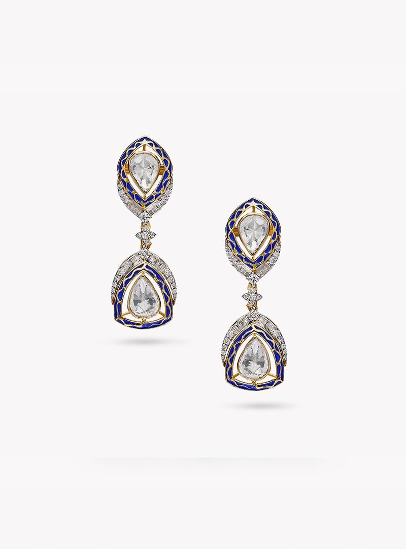 Regal Deco Drop Earrings Diamond And Uncut Earrings