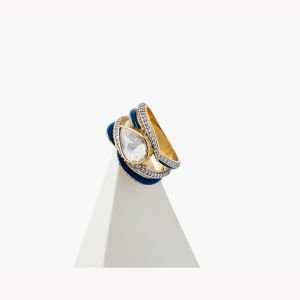 Retro Teardrop Diamond Uncut Ring
