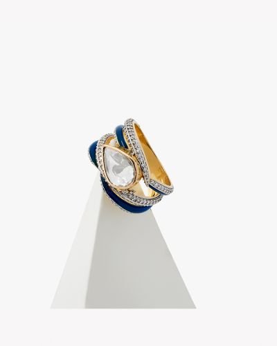 Retro Teardrop Diamond Uncut Ring