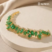 Opulent Emerald Leaf Bracelet Rowas