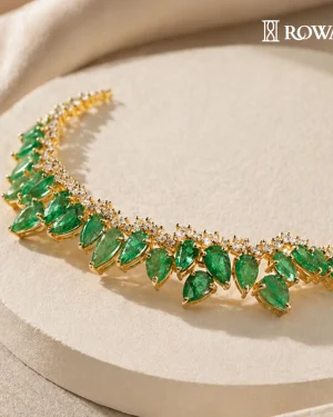 Opulent Emerald Leaf Bracelet