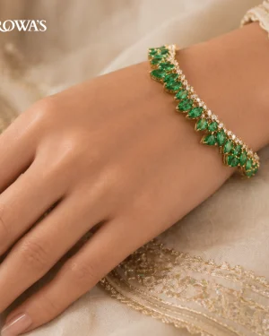 Opulent Emerald Leaf Bracelet