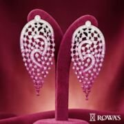 Radiant Lace Earrings in Pink Rhodium and Diamonds
