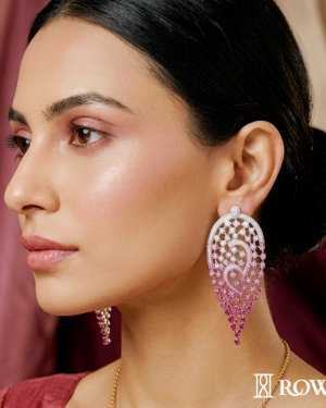 Radiant Lace Earrings in Pink Rhodium and Diamonds