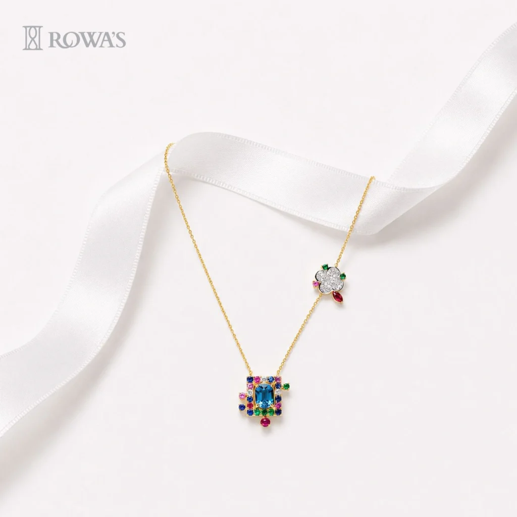 Radiant Mosaic Pendant in Diamonds and Precious Coloured Stones