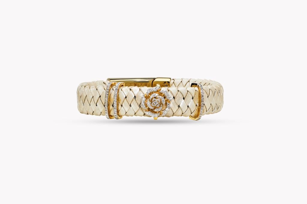 Diamond Rose Vegan leather band Natural Bracelet