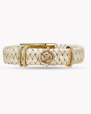 Diamond Rose Vegan leather band Natural Bracelet