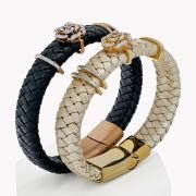 Diamond Rose Vegan leather band Natural Bracelet