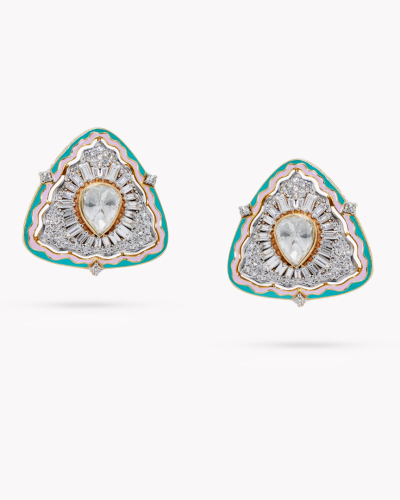 Mughal Enamel Elegance Diamond And Uncut Earrings