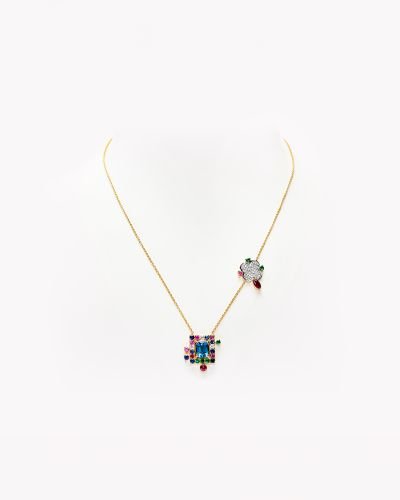 Radiant Mosaic Pendant in Diamonds and Precious Coloured Stones