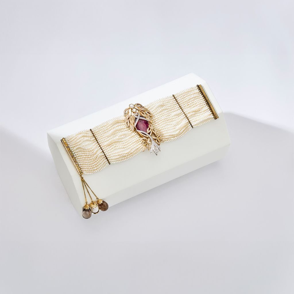 Art Deco Ruby Blossom Bracelet