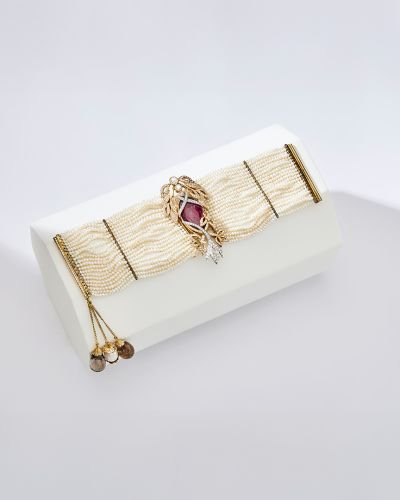 Art Deco Ruby Blossom Bracelet