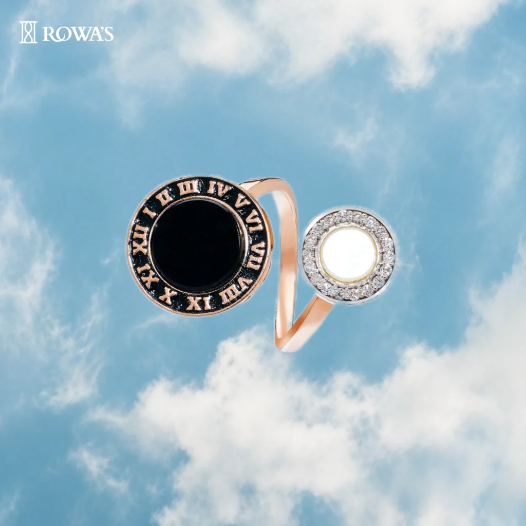 Corporate Eclipse Ring with Mother of pearl and Black Onyx