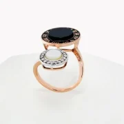Corporate Eclipse Ring with Mother of pearl and Black Onyx