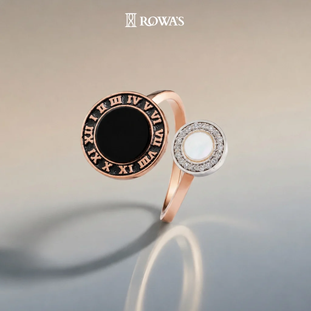 Corporate Eclipse Ring with Mother of pearl and Black Onyx