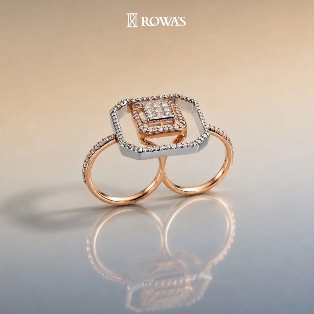 Power Grid Two Finger Diamond Ring