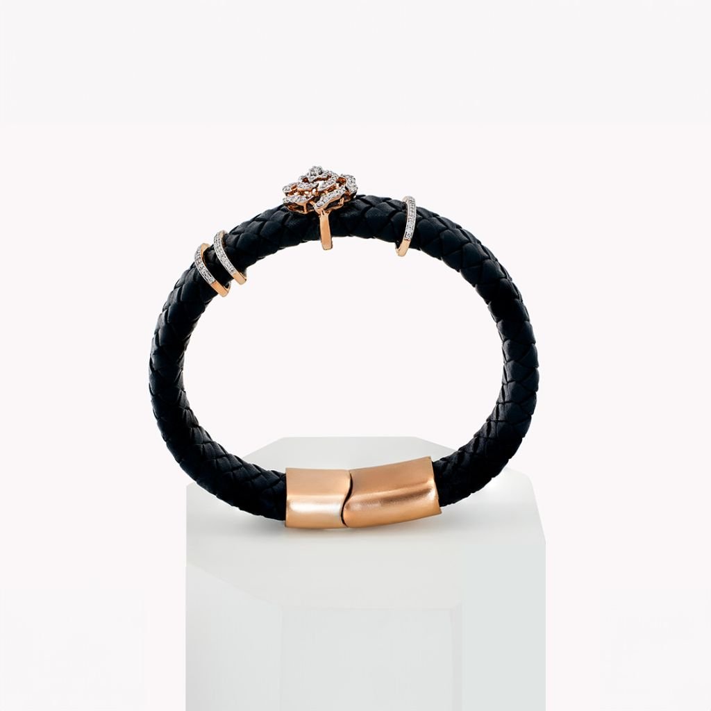 Diamond Rose Vegan Leather Natural Bracelet