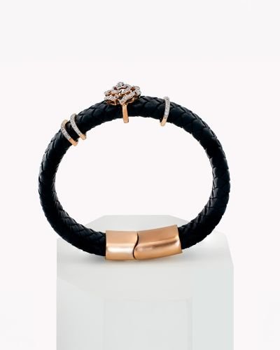 Diamond Rose Vegan Leather Natural Bracelet