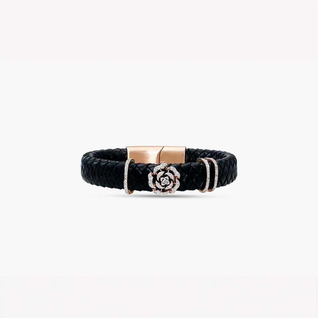 Diamond Rose Vegan Leather Natural Bracelet