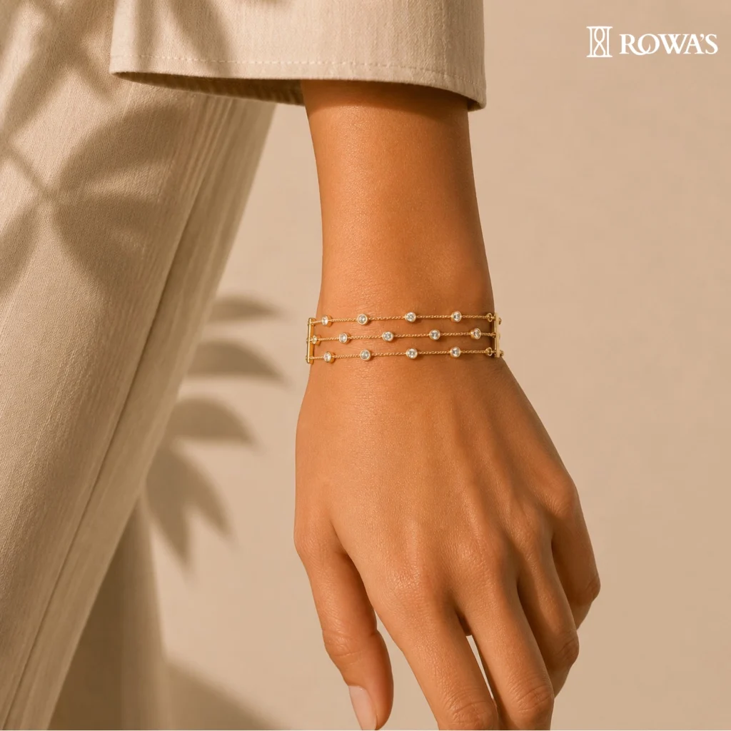 Three Line Brilliance Diamond Minimalist Bracelet