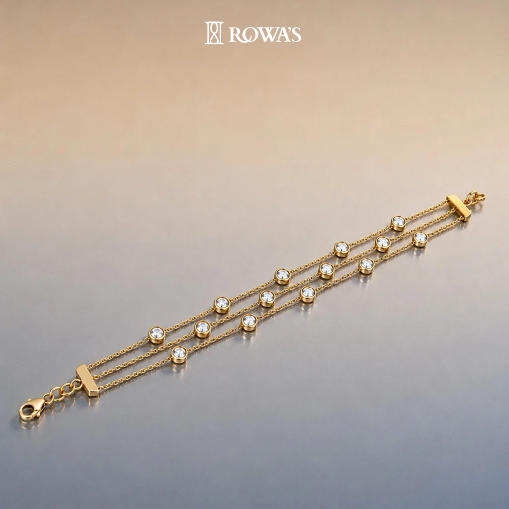 Three Line Brilliance Diamond Minimalist Bracelet