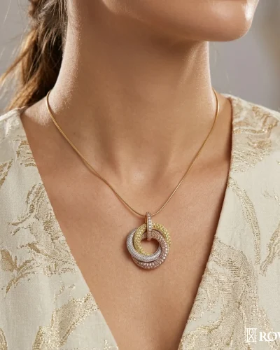 Trinity Pendant In Pink and Yellow Fancy Colored Diamonds