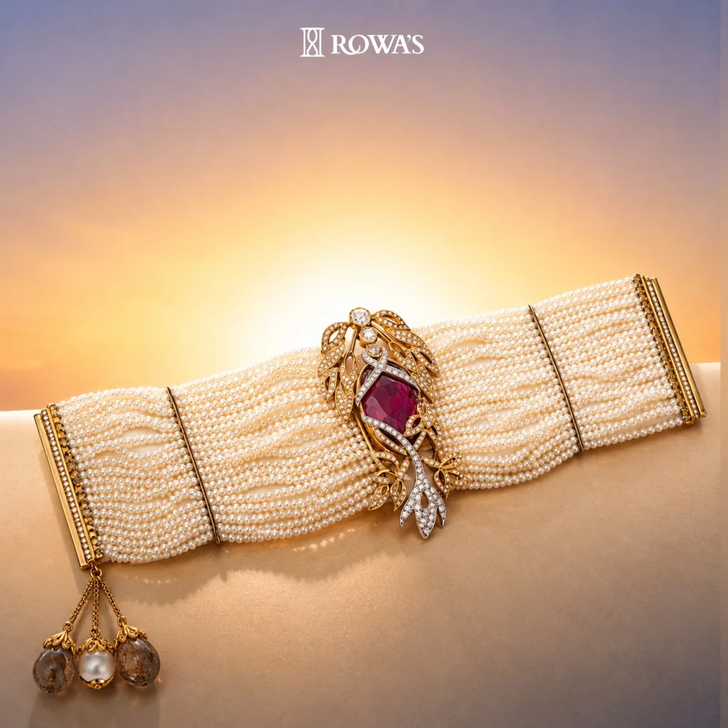 Art Deco Ruby Blossom Bracelet