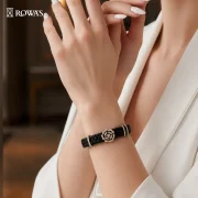 Diamond Rose Vegan leather band Natural Bracelet