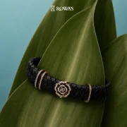 Diamond Rose Vegan leather band Natural Bracelet