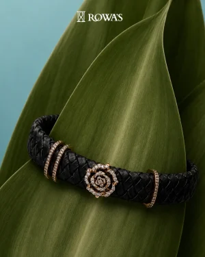 Diamond Rose Vegan Leather Natural Bracelet