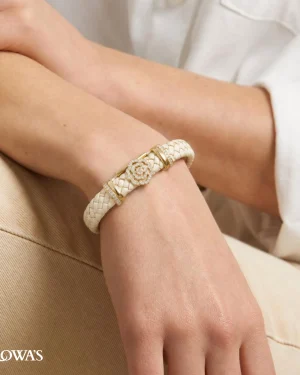 Diamond Rose Vegan leather band Natural Bracelet