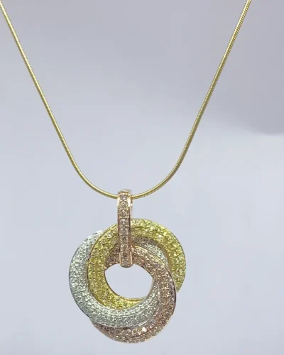 Trinity Pendant In Pink and Yellow Fancy Colored Diamonds