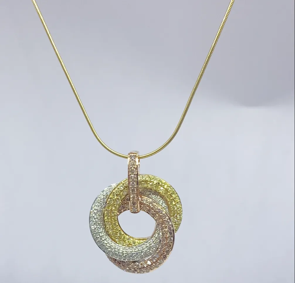 Trinity Pendant In Pink and Yellow Fancy Colored Diamonds
