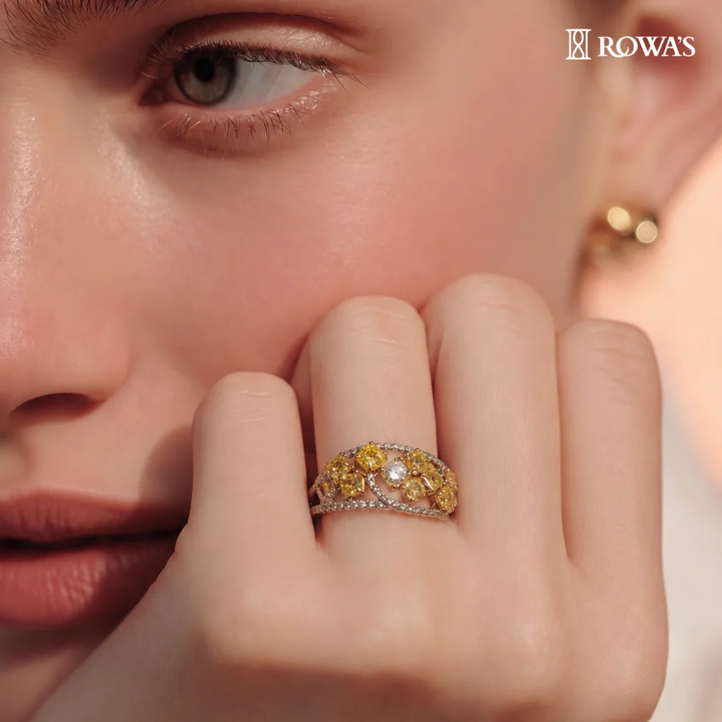 Golden Mosaic Fancy Yellow Diamond Ring