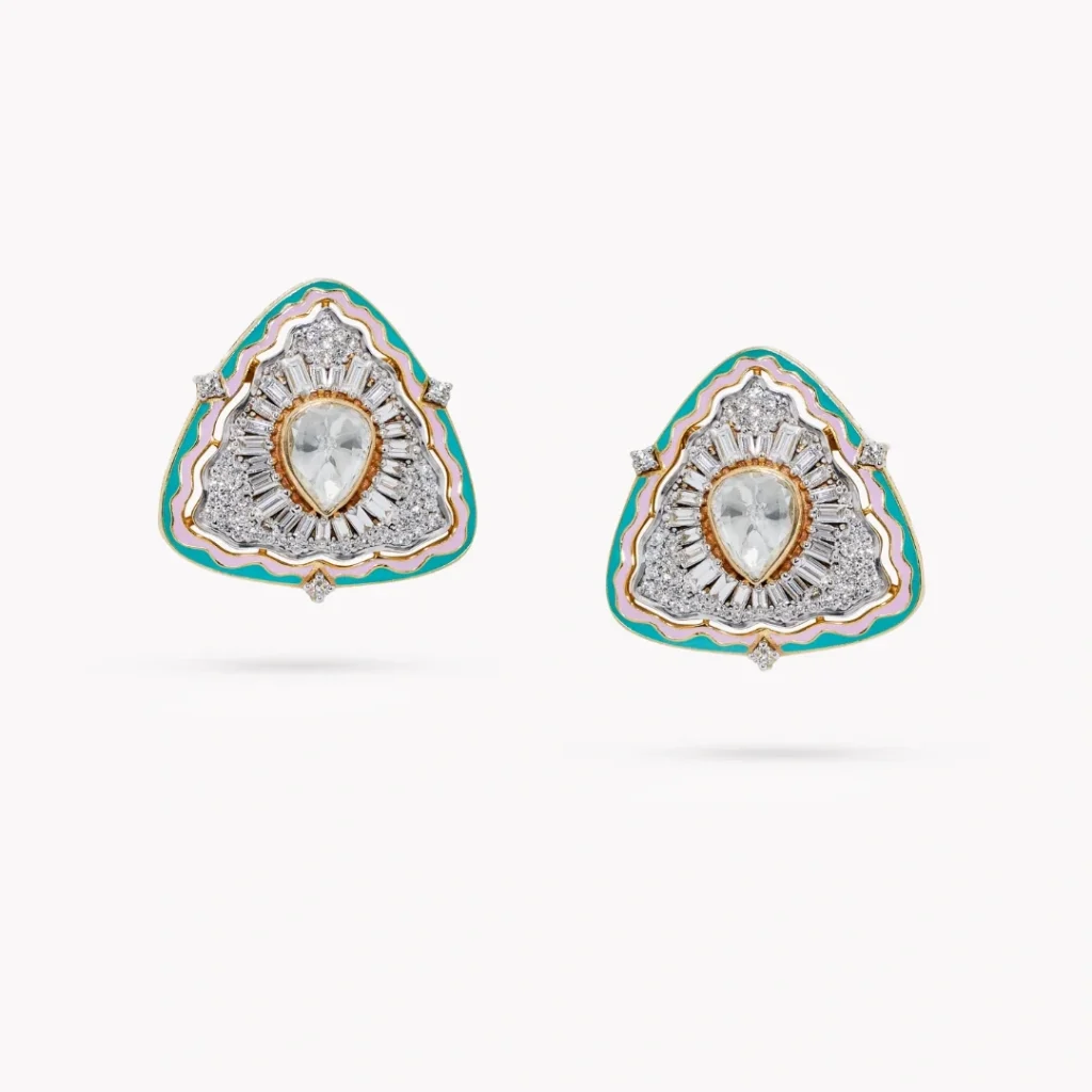 Mughal Enamel Elegance Diamond And Uncut Earrings