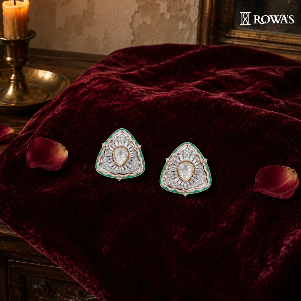 Mughal Enamel Elegance Diamond And Uncut Earrings