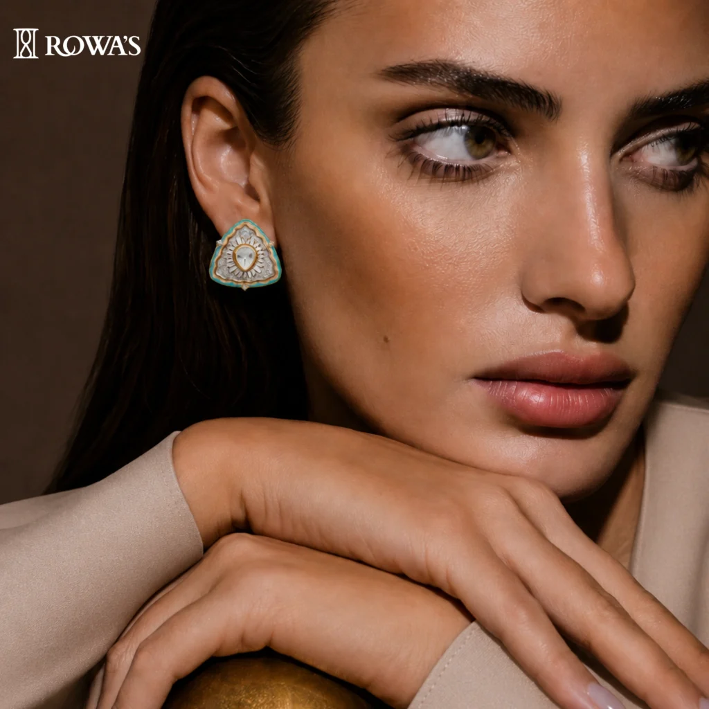 Mughal Enamel Elegance Diamond And Uncut Earrings