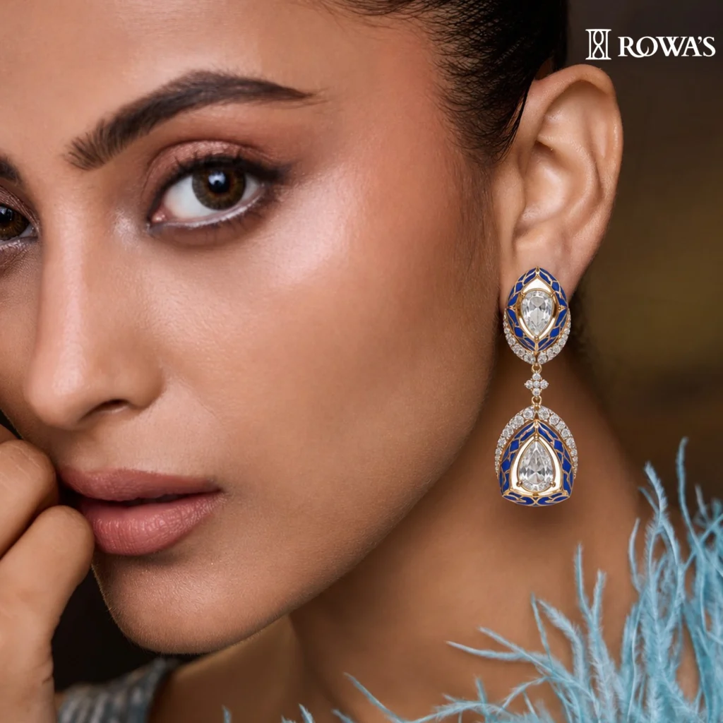 Regal Deco Drop Earrings Diamond And Uncut Earrings
