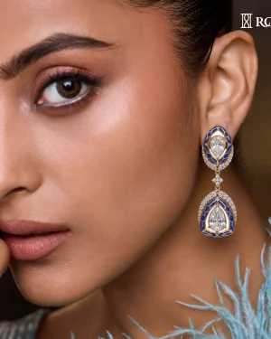 Regal Deco Drop Earrings Diamond And Uncut Earrings
