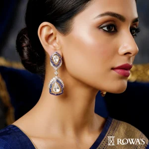 Regal Deco Drop Earrings Diamond And Uncut Earrings