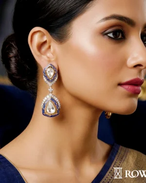 Regal Deco Drop Earrings Diamond And Uncut Earrings