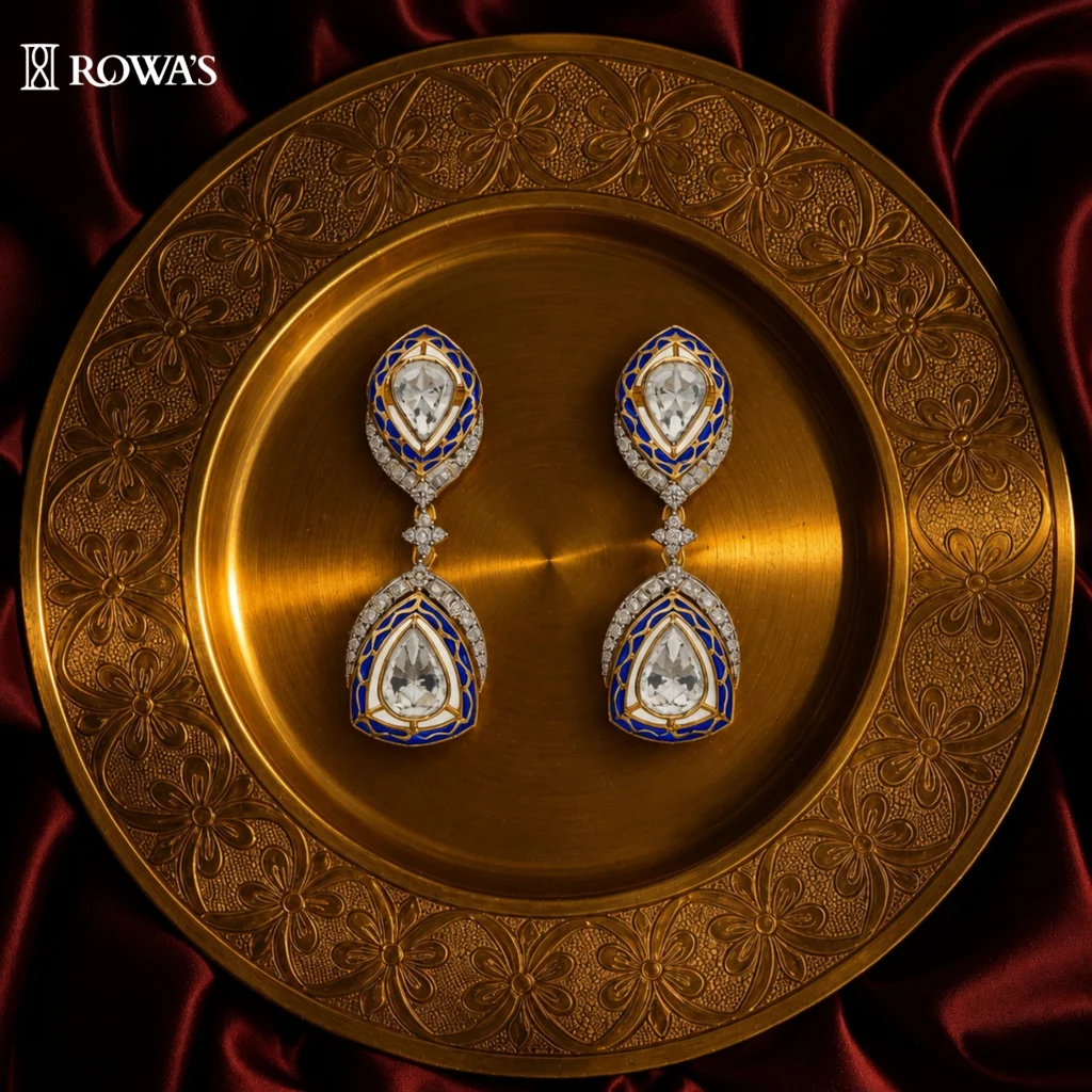 Regal Deco Drop Earrings Diamond And Uncut Earrings