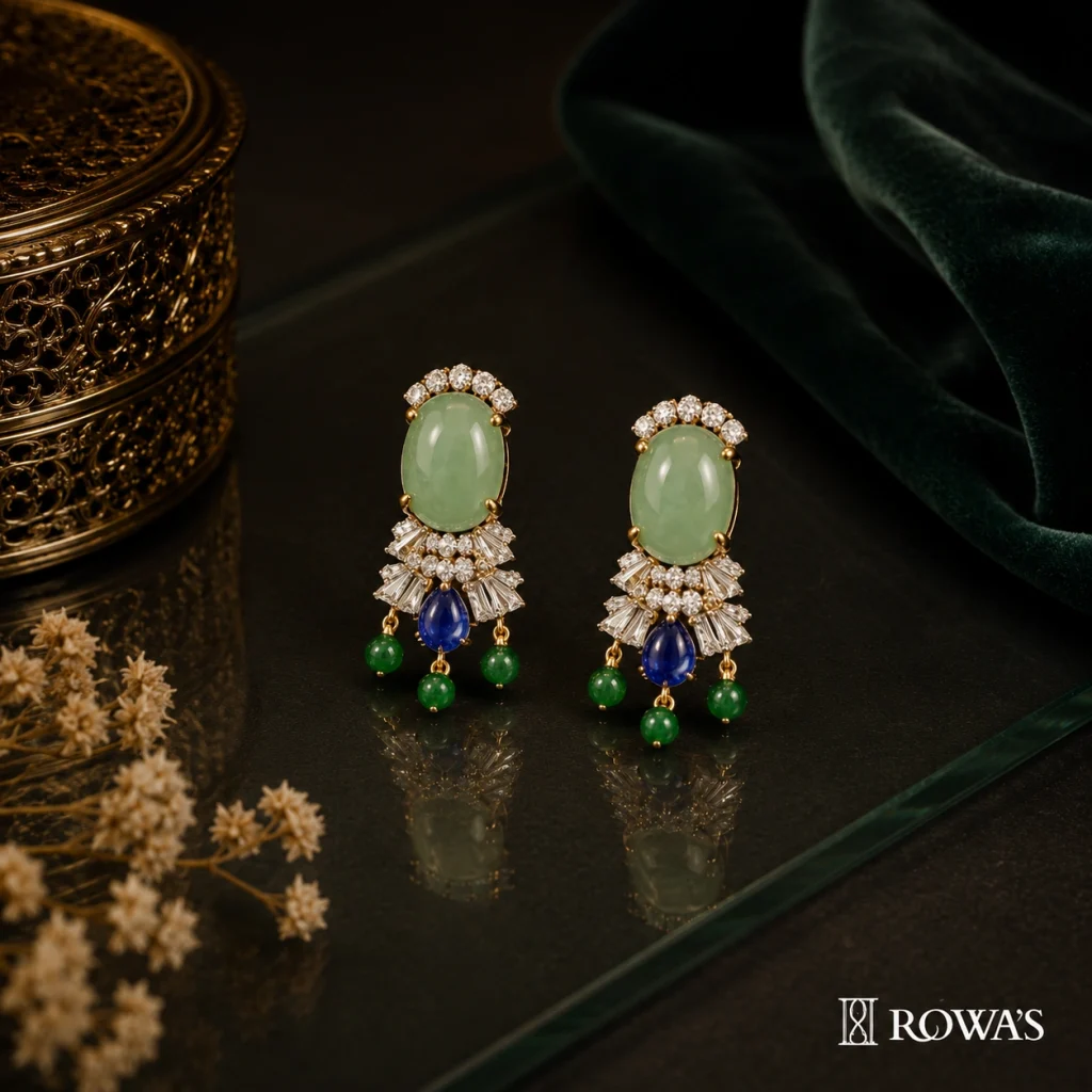 Regal Emerald Tapestry Earrings