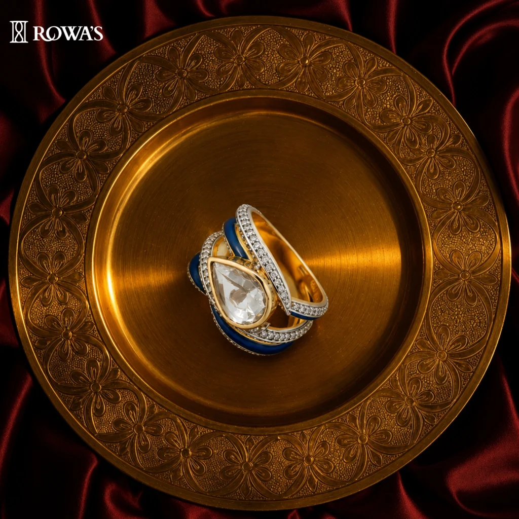 Retro Teardrop Diamond Uncut Ring
