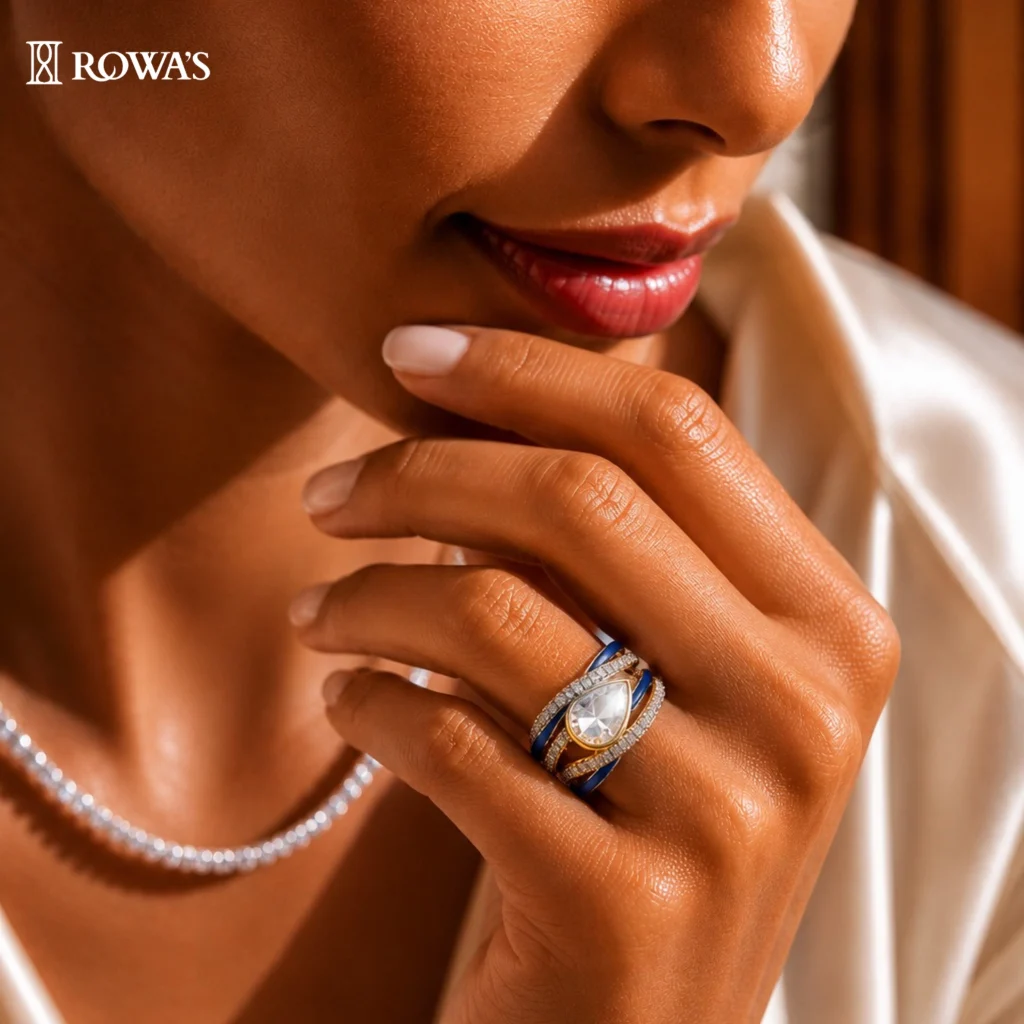 Retro Teardrop Diamond Uncut Ring